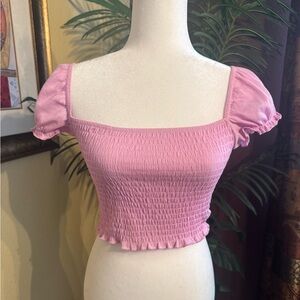 H&M Pink Smocked Crop Top